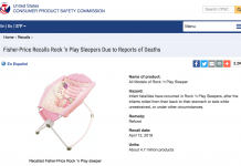 重要提示!费雪宣布召回Rock ‘n Play婴儿摇床(附退货联系信息) 费雪召回婴儿摇床