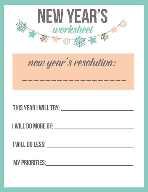 New Years Resolution Sheet