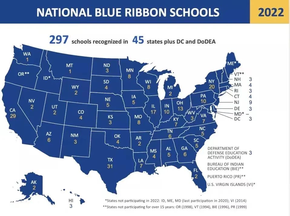 2022年国家蓝丝带学校公布！全美共有297所，来看看你娃学校有没有上榜！