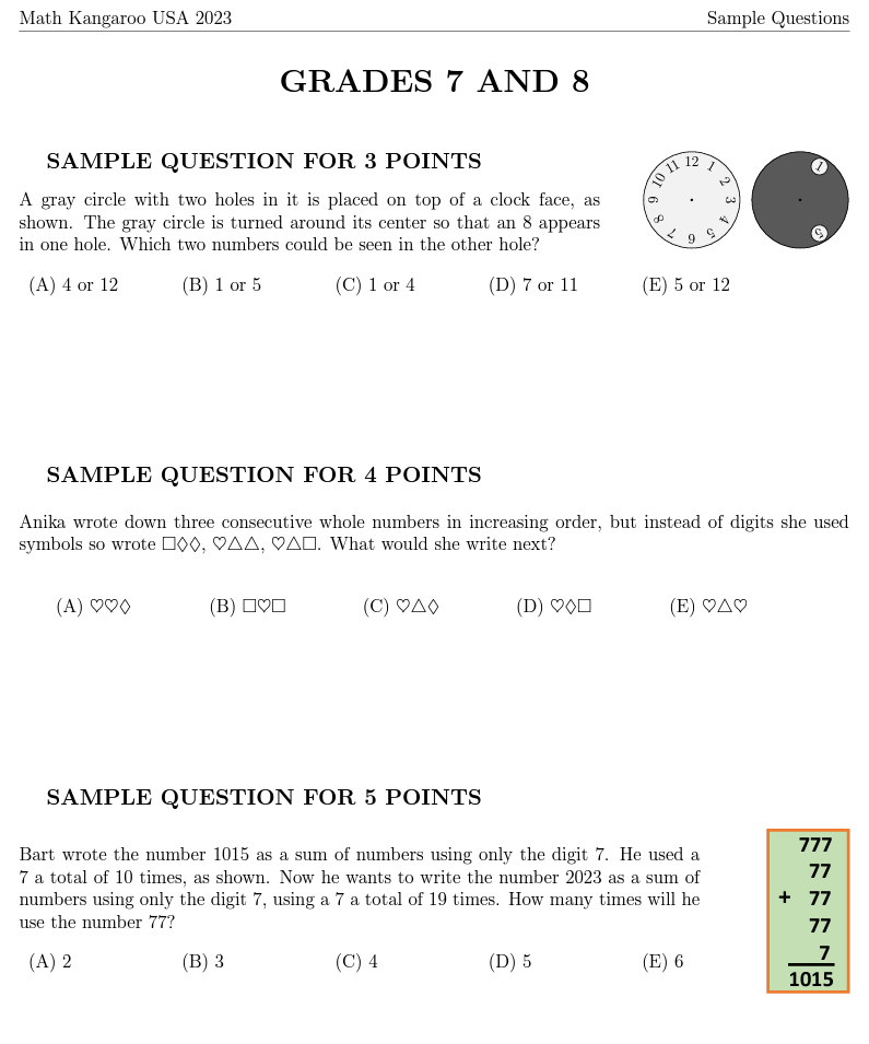 数学比赛Math Kangaroo正在火热报名中，难度较低，比较有趣，适合各年龄段的孩子！