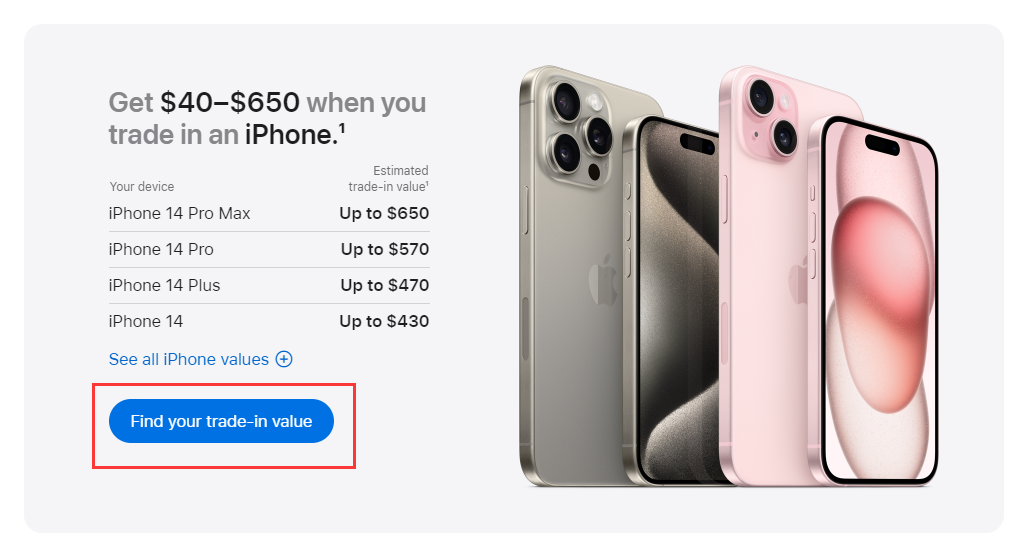 iPhone 15能以旧换新,家里旧的iphone、Samsung、Huawei、小米手机都能换! iPhone 15能以旧换新,家里旧的iphone、Samsung、Huawei、小米手机都能换!